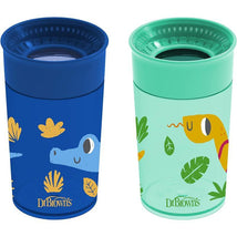 Dr Brown - Milestones Cheers 360 Transition Sippy Cup, Blue Alligator and Turquoise Snake, 10 oz, 2 Pack Image 1