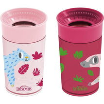 Dr Brown - Milestones Cheers 360 Transition Sippy Cup, Pink Leopard and Red Lemur, 10 oz, 2 Pack Image 1