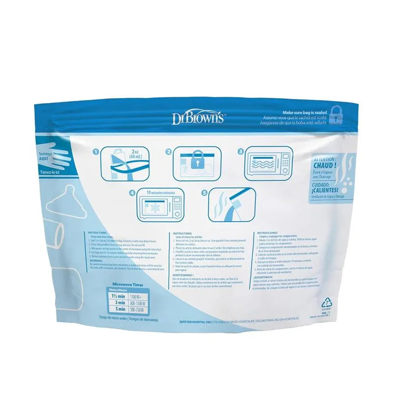 Dr. Browns - 5Pk Microwave Steam Sterilizer Bags for Baby Bottles Image 6