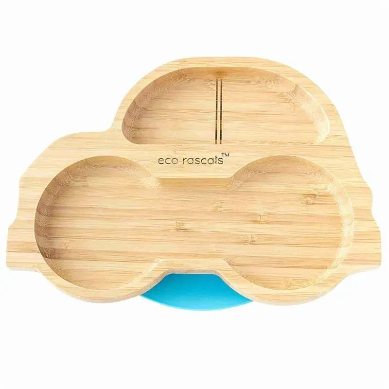 Eco Rascals - Bamboo Suction Plate, Car, Blue Image 1