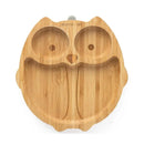 Eco Rascals Bamboo Suction Plate With Three Sections Owl, Grey Image 3