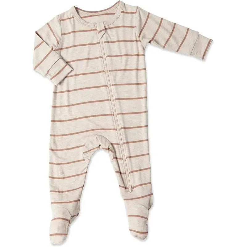 Everly Grey - Baby Grey Footie, 3-6 Months, Mocha Stripe Image 1