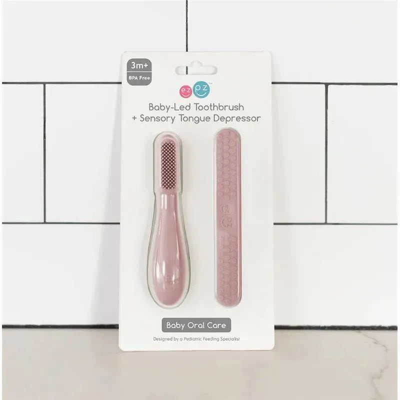 Ezpz - Baby-Led™ Toothbrush + Sensory Tongue Depressor Dual Pack, Blush Image 3