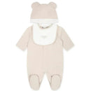 Fendi Baby - Footie Hat Bib With Bear In The Pocket Graphic, Beige Image 1