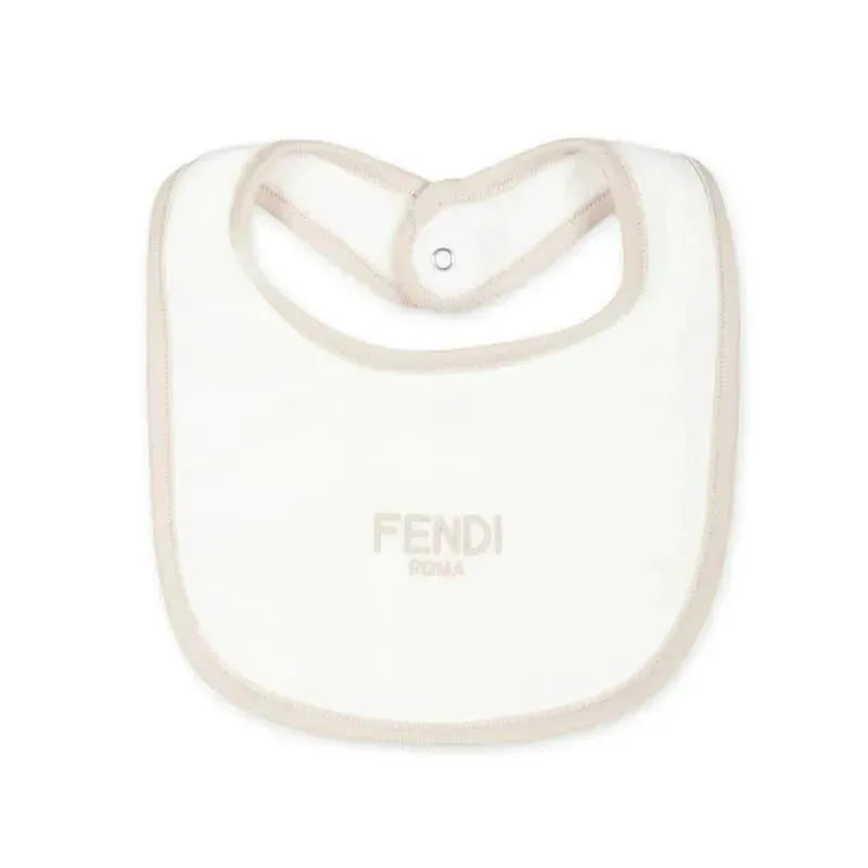 Fendi Baby - Footie Hat Bib With Bear In The Pocket Graphic, Beige Image 3