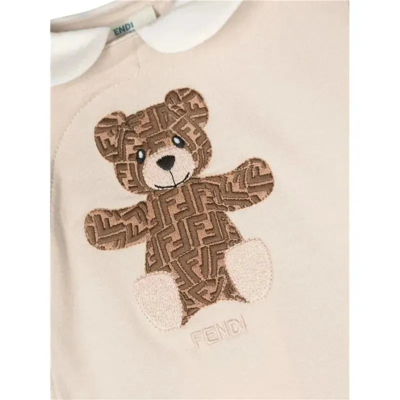 Fendi Baby - Footie With Allover Ff Bear Patch & Hat Image 2