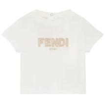 Fendi Baby - Short Sleeve Tee With Embroidered Txt Logo, White Image 1