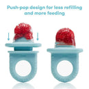 Frida Baby - Push Pop Feeder, Baby Fruit Feeder, Dishwasher Safe, 3 Count, Blue Image 3