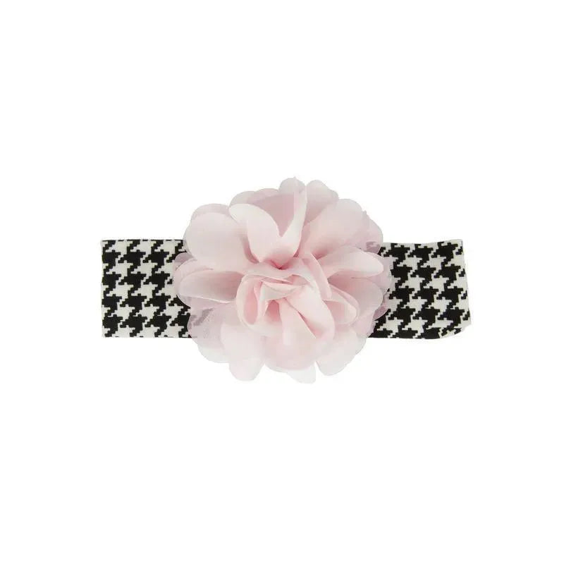 Ganz Houndstooth Headband Pink Flower, 0-12M Image 1