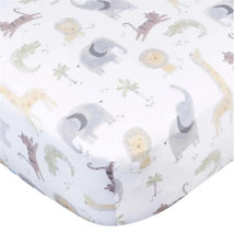 Gerber Bedding - 1Pk Knit Crib Sheet, Neutral Animals + Geos Neutral Image 1