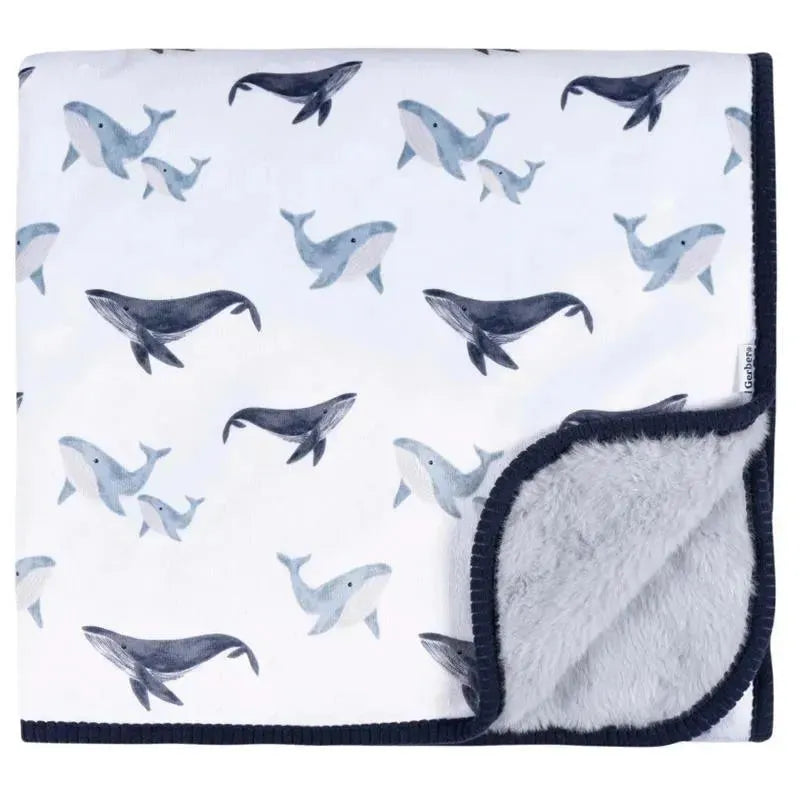 Gerber Bedding 24 - 1Pk 2Ply Plush Blanket - Whale Image 1