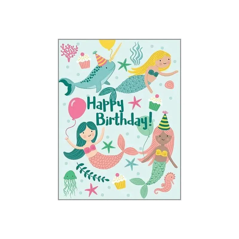 Gina B Designs - Birthday Greetings Card, Mermaids and Balloons Image 1