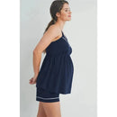 Hello Miz - Cami Tank Top & Shorts Maternity Loungewear Set, Navy Image 2