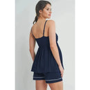 Hello Miz - Cami Tank Top & Shorts Maternity Loungewear Set, Navy Image 3