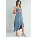 Hello Miz - High-Low Cross Back Maternity Midi Dress, Chambray Image 2