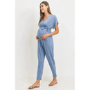 Hello Miz - Kimono Sleeve Maternity Nursing Jogger Jumpsuit, Denim Image 2