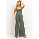 Hello Miz - Sleeveless Smocked Maternity Wideleg Jumpsuit, Olive Image 1