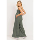 Hello Miz - Sleeveless Smocked Maternity Wideleg Jumpsuit, Olive Image 2