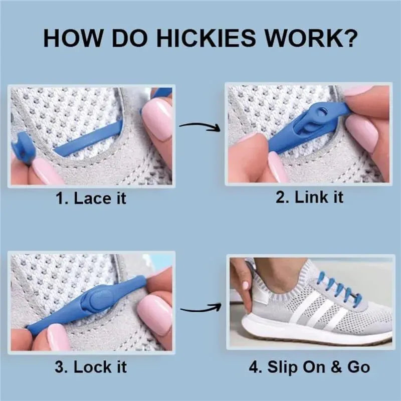 Hickies - No Tie Shoelaces For Adults Premium, Unisex, One Size fit All, Black Straps Image 4