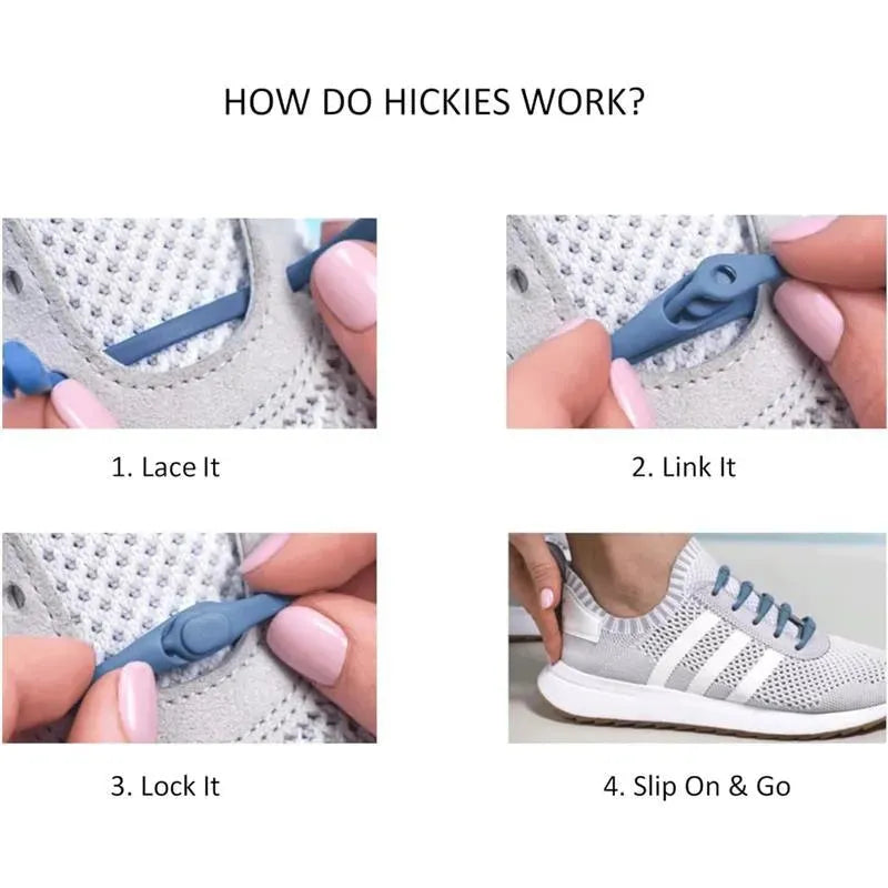 Hickies - No Tie Shoelaces For Adults Premium, Unisex, One Size fit All, Blue Straps Image 3