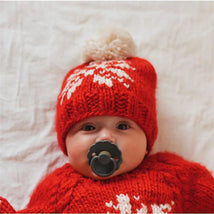 Huggalugs - Snowflake Red Beanie Hat For Baby & Kids  Image 1