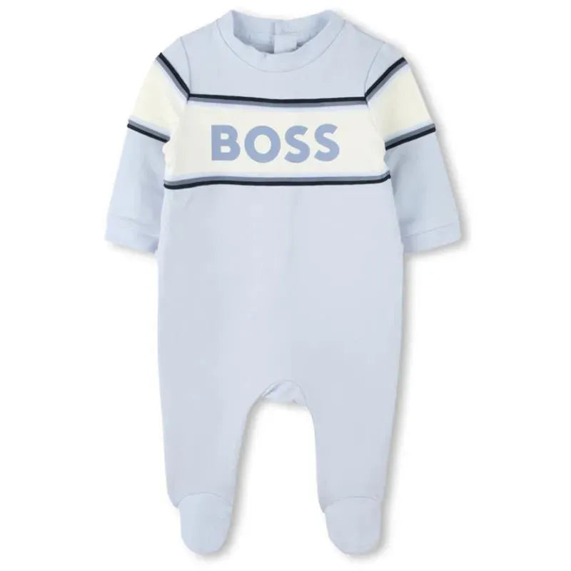 Hugo Boss Baby - Boy Footie & Bib Set, Light Blue Image 1