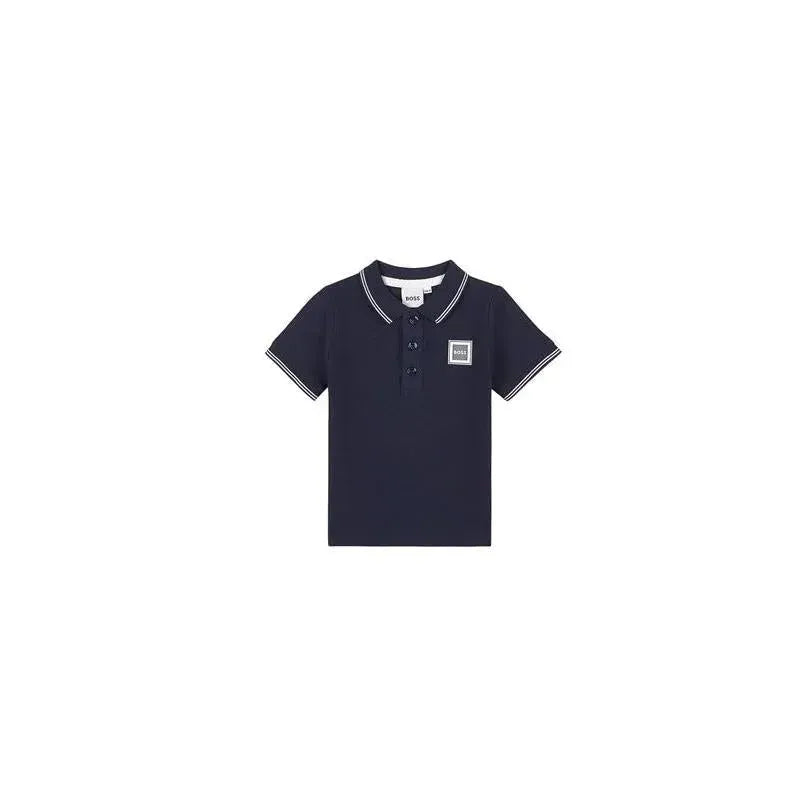 Hugo Boss - Baby Boy Short Sleeve Pique Polo, Navy Image 1