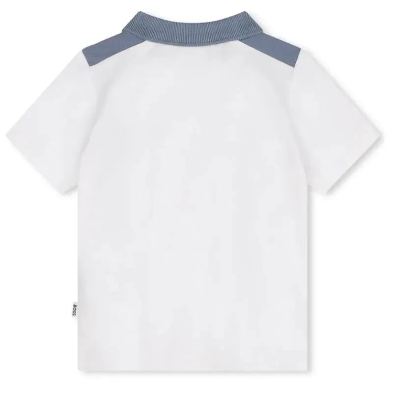 Hugo Boss Baby - Colorblock Short Sleeve Pique Polo, White/Blue Image 2