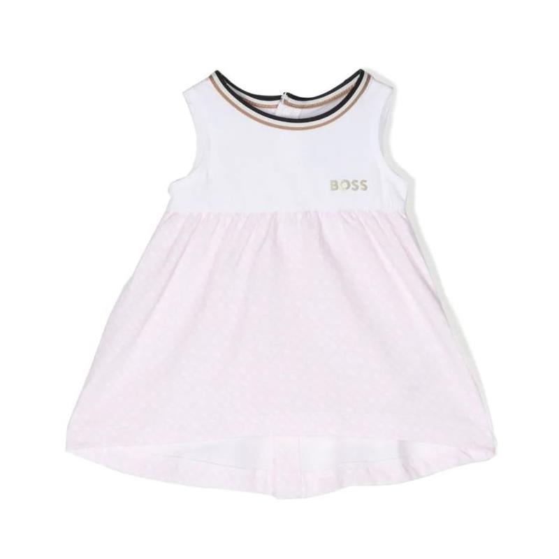 BOSS Kidswear logo-print crew-neck cotton dress - Pink