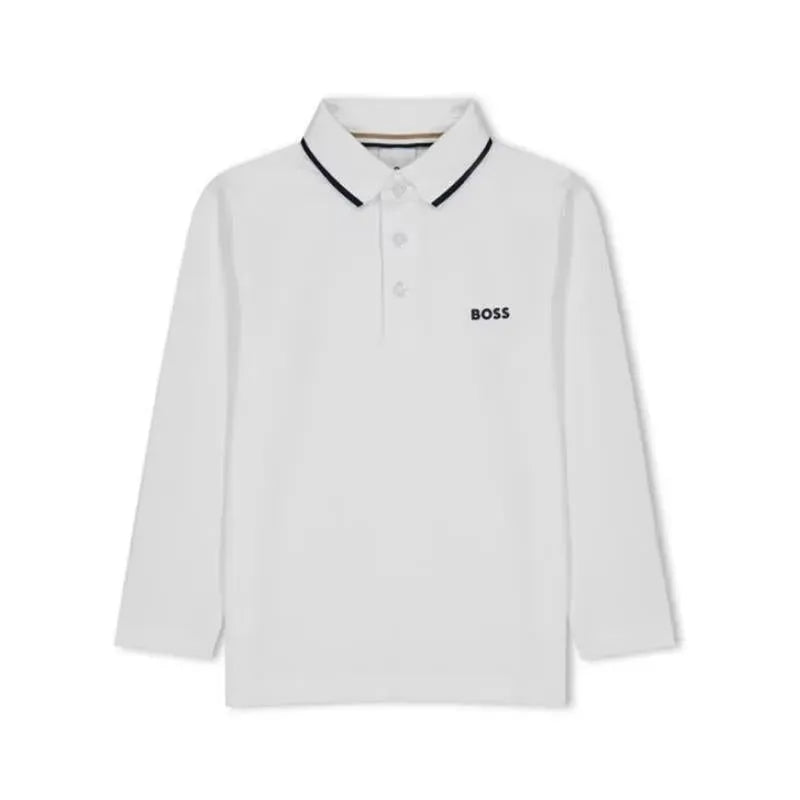 Hugo Boss Baby - Long Sleeve Pique Polo, White Image 1