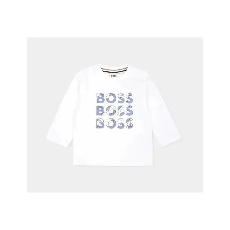 Hugo Boss Baby - Long Sleeve Tee Multi Logo Printed, White Image 1