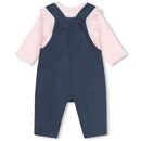 Hugo Boss Baby - Long Sleeve Tee & Overalls & Blanket Set, Denim/Pink Image 2