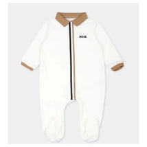 Hugo Boss Baby - Polo Footie, White/Beige Image 1