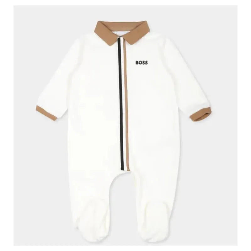 Hugo Boss Baby - Polo Footie, White/Beige Image 1