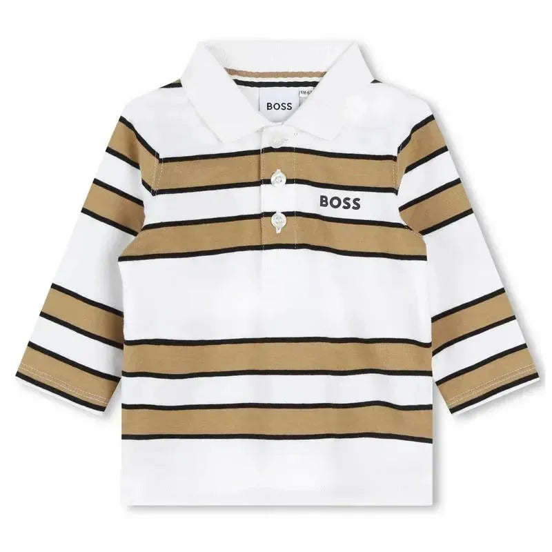 Hugo Boss Baby - Stripped Long Sleeve Polo, White Image 1