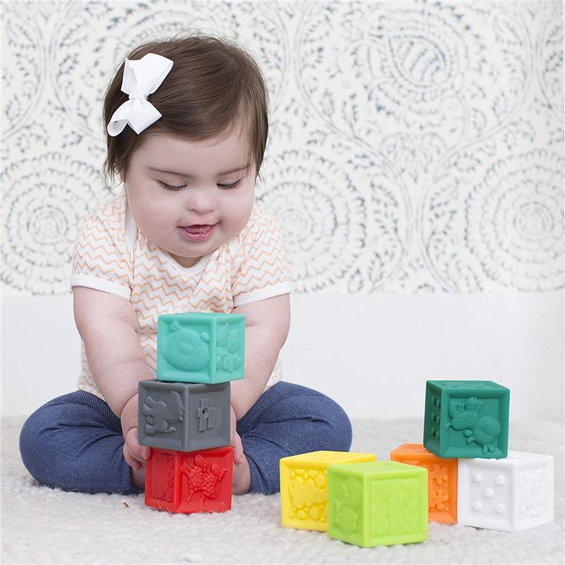 Infantino Super Soft Building Blocks, Easy-to-Hold for Babies & Toddlers,  BPA-Free, Multi-Colored, 12-Piece Set