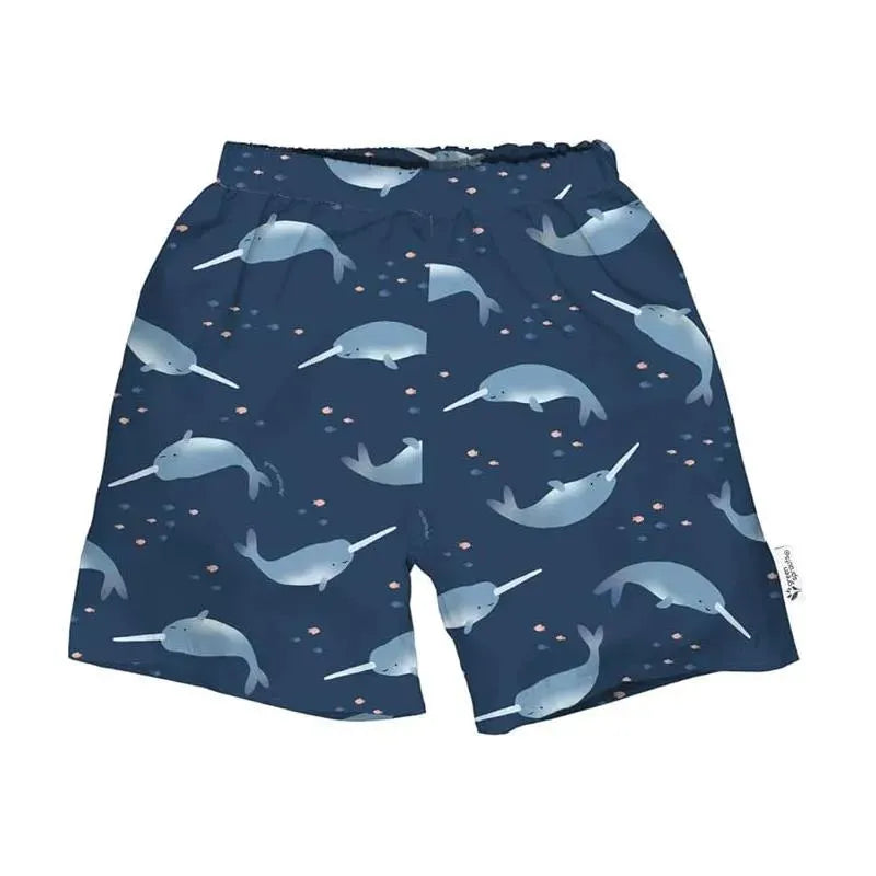 Iplay - Eco Swim Trunks With Built-In Swim Diaper, Navy Narwhal Image 1