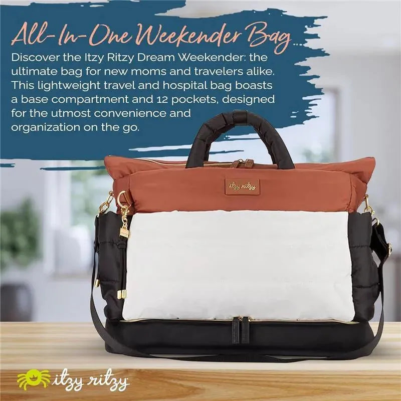 Itzy Ritzy - Dream Weekender Bag, Coffee & Cream Image 4