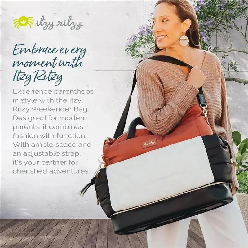 Itzy Ritzy - Dream Weekender Bag, Coffee & Cream Image 7