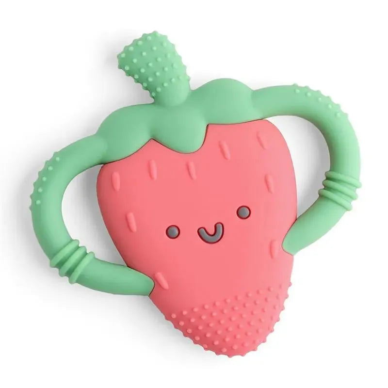 Itzy Ritzy - Silicone Teether with Easy-Grab Handles, Strawberry Image 1