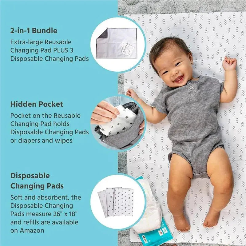 J.L. Childress - Healthy Habits, Baby Changing Pad BUNDLE, Extra-Large, Grey Image 3