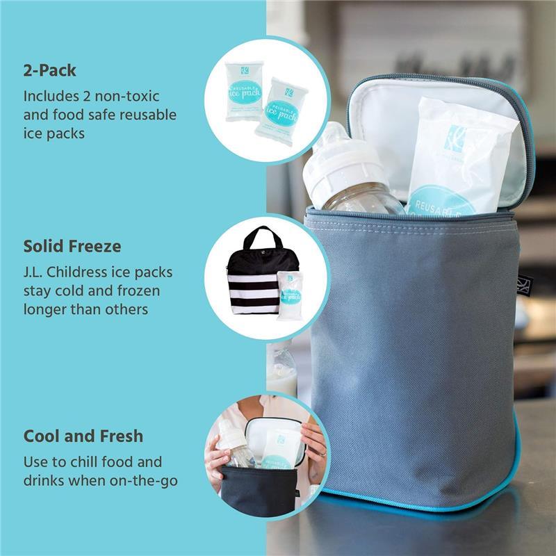 J.L. Childress - Reusable Ice Packs, 2-Pack, for Breastmilk, Baby Bottle Bags, and Lunch Bags, 6 x 4 Image 4