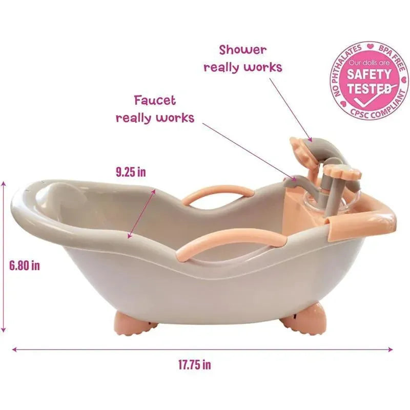 JC Toys Baby Doll Real Working Bath Set Ages 2 Earth Tone Colors