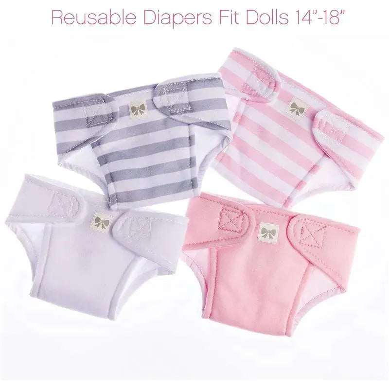 JC Toys - Baby Doll Washable and Reusable Eco Diapers, 4 Pack Fits Dolls 14 to 18, Pink Image 5