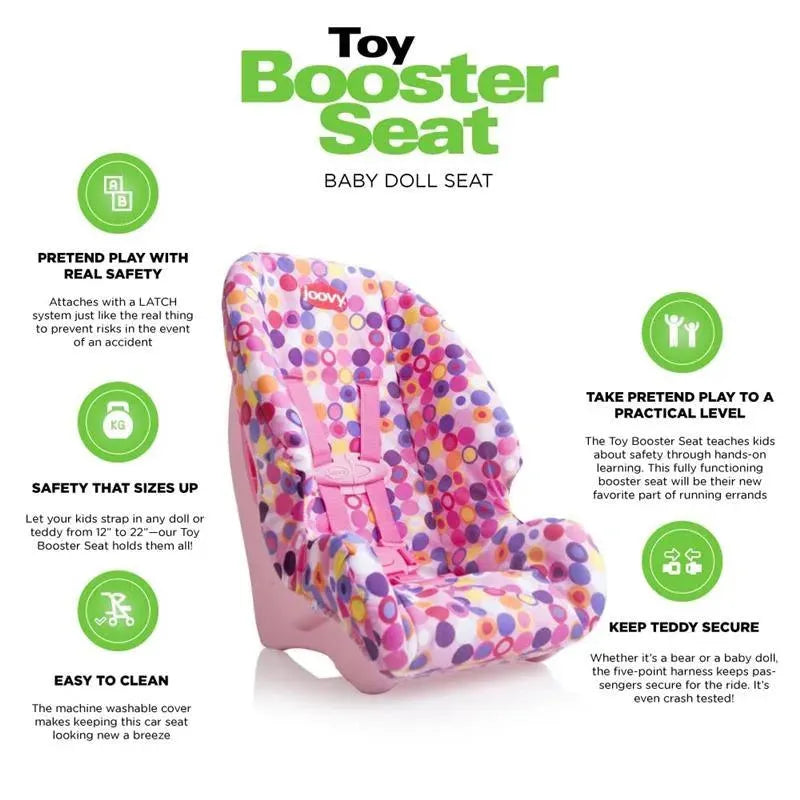 Joovy - Booster Seat & Functional Doll Car Seat, Fits Dolls 12” to 22”, Pink Image 3