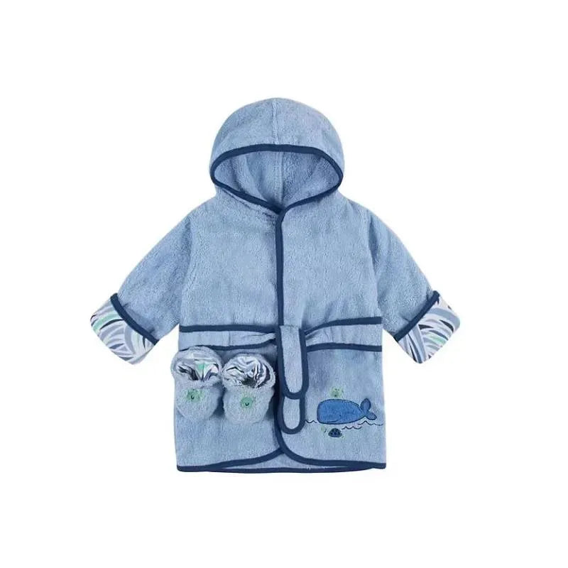 Just Born - Bath Robe Set, Dusty Blue Image 1