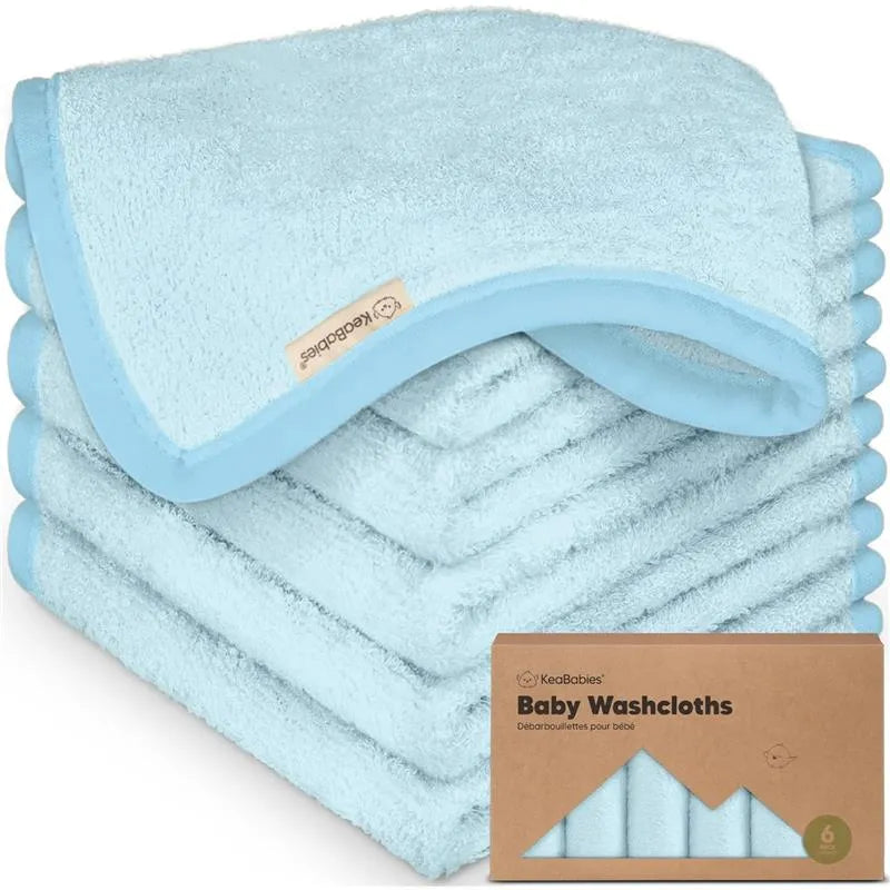 Keababies - 6-Pack Baby Wash Cloths, Bravo Blue Image 1