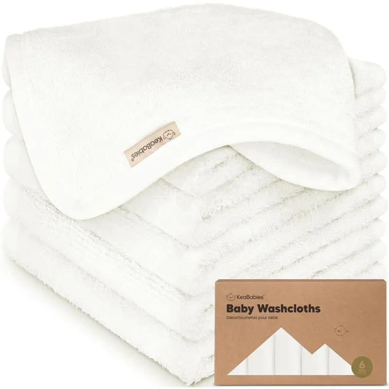 Keababies - 6-Pack Baby Wash Cloths, White Image 1