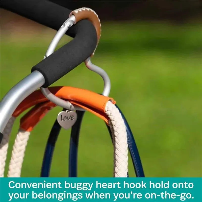 Kidco - BUGGY HEART HOOK by BUGGYGEAR, Silver Aluminum/Brown Leather Image 4