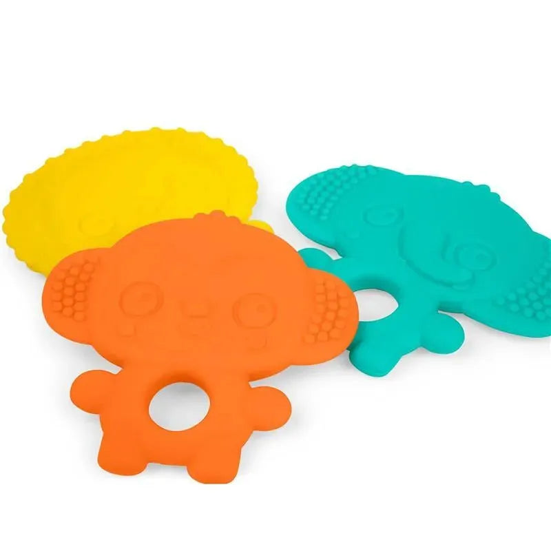 Kids II - Bright Starts Gummy Buddies 3-Pack Textured Teethers, Elephant, Lion, Monkey Image 3